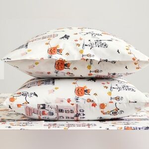 Pottery Barn Halloween Doug & Friends Standard Pillow Cases X2
